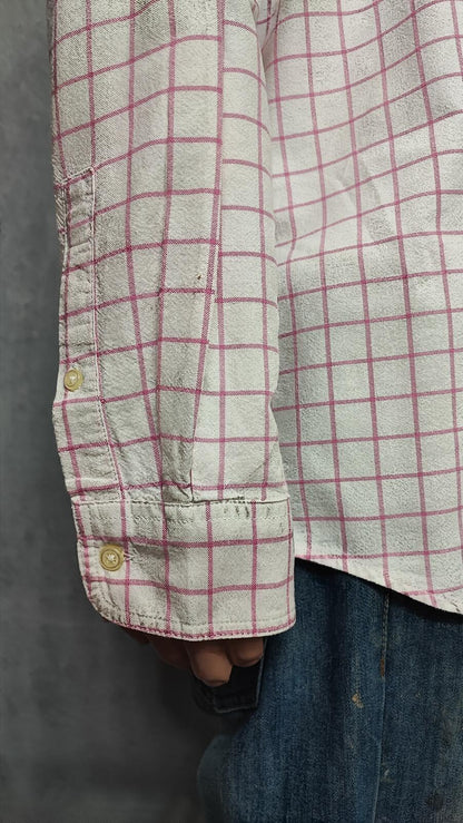 Vintage Chaps Striped Long Sleeve Crest Logo Casual Shirt Pink Men's Size XXL