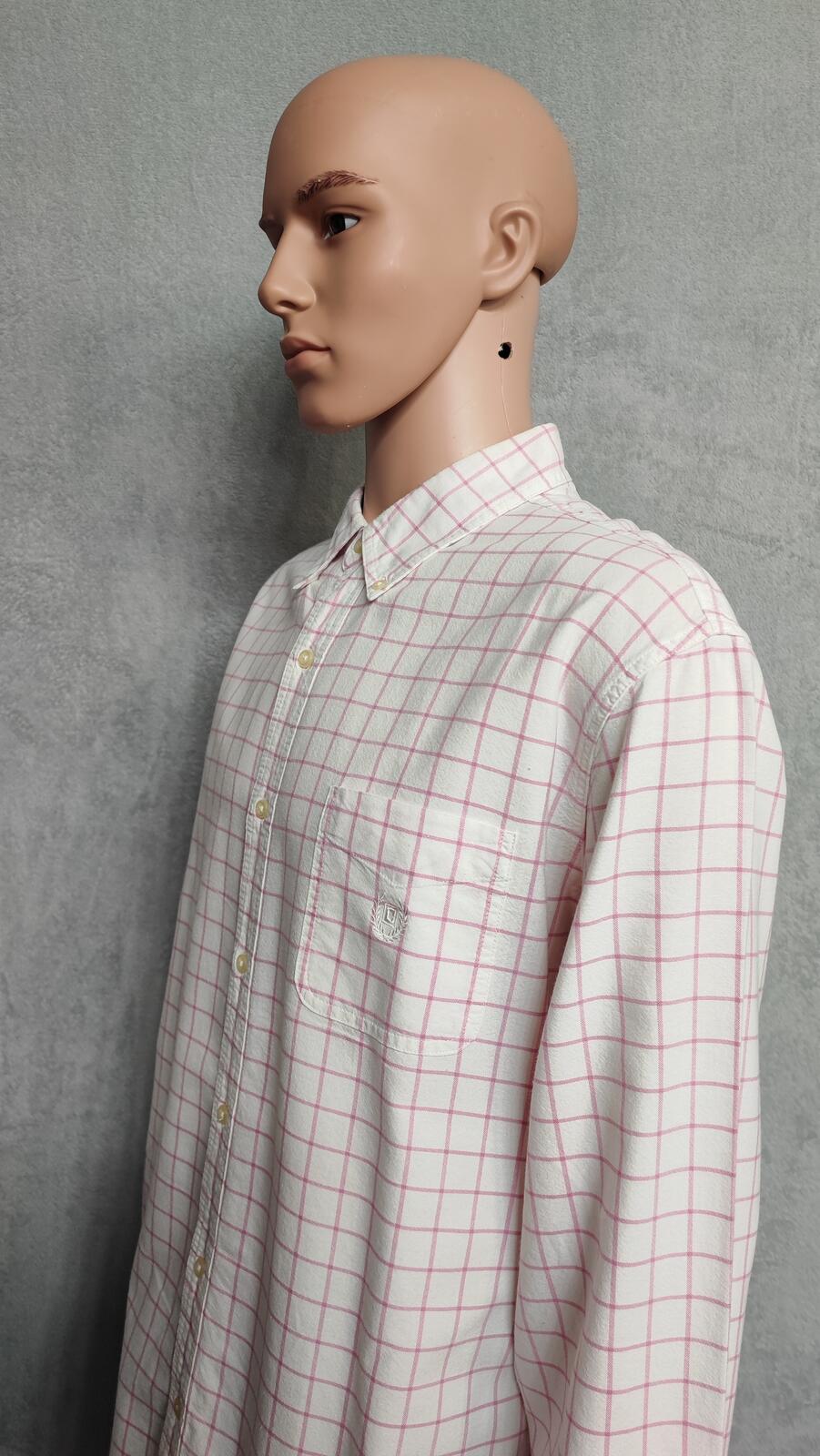 Vintage Chaps Striped Long Sleeve Crest Logo Casual Shirt Pink Men's Size XXL