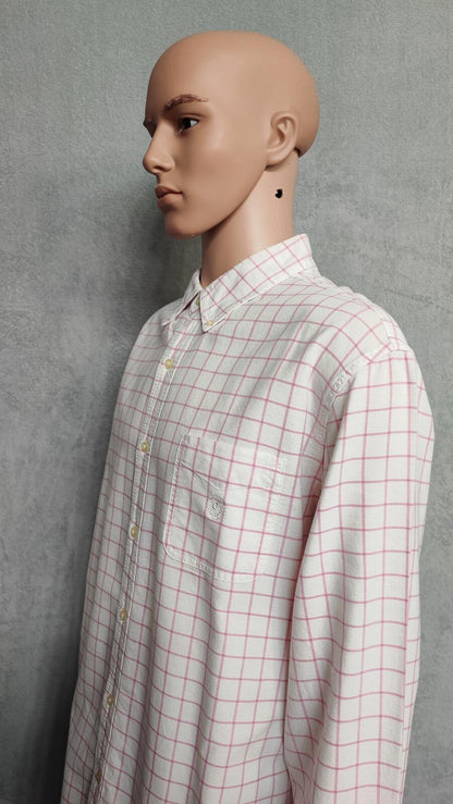 Vintage Chaps Striped Long Sleeve Crest Logo Casual Shirt Pink Men's Size XXL