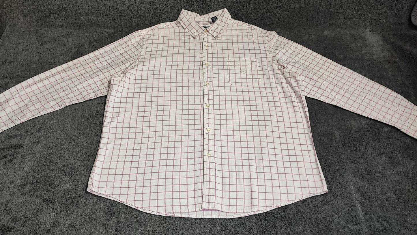 Vintage Chaps Striped Long Sleeve Crest Logo Casual Shirt Pink Men's Size XXL