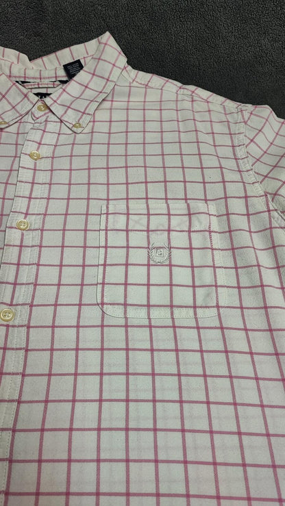 Vintage Chaps Striped Long Sleeve Crest Logo Casual Shirt Pink Men's Size XXL
