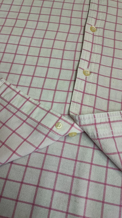 Vintage Chaps Striped Long Sleeve Crest Logo Casual Shirt Pink Men's Size XXL