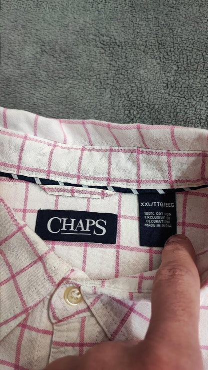 Vintage Chaps Striped Long Sleeve Crest Logo Casual Shirt Pink Men's Size XXL