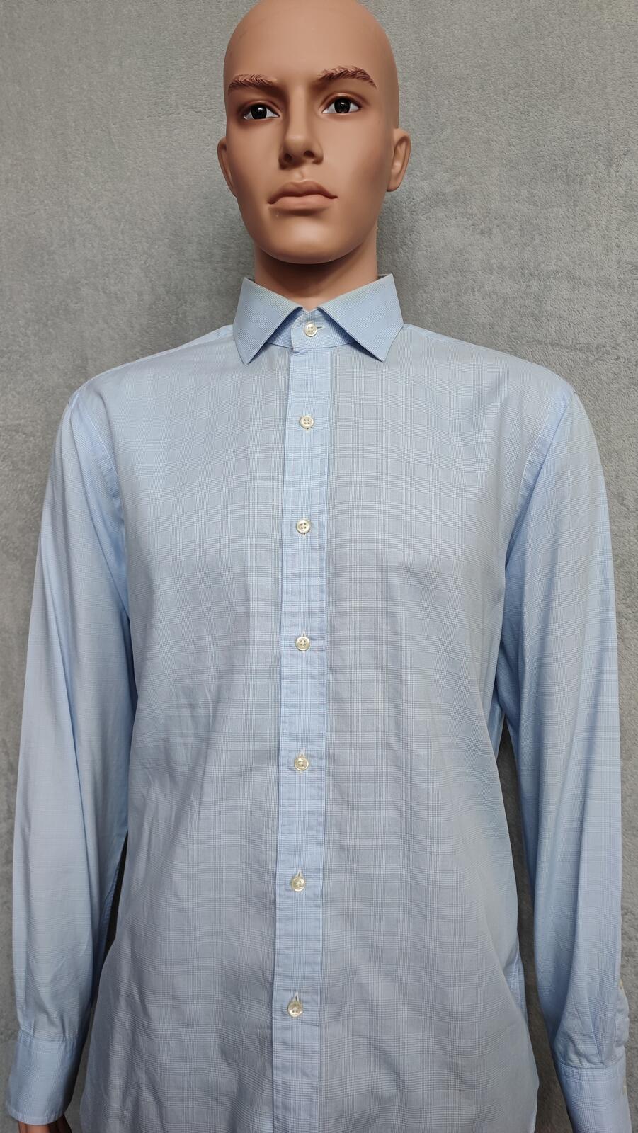 Vintage Polo Ralph Lauren Micro-Check Long Sleeve Shirt Light Blue Men Size XXL