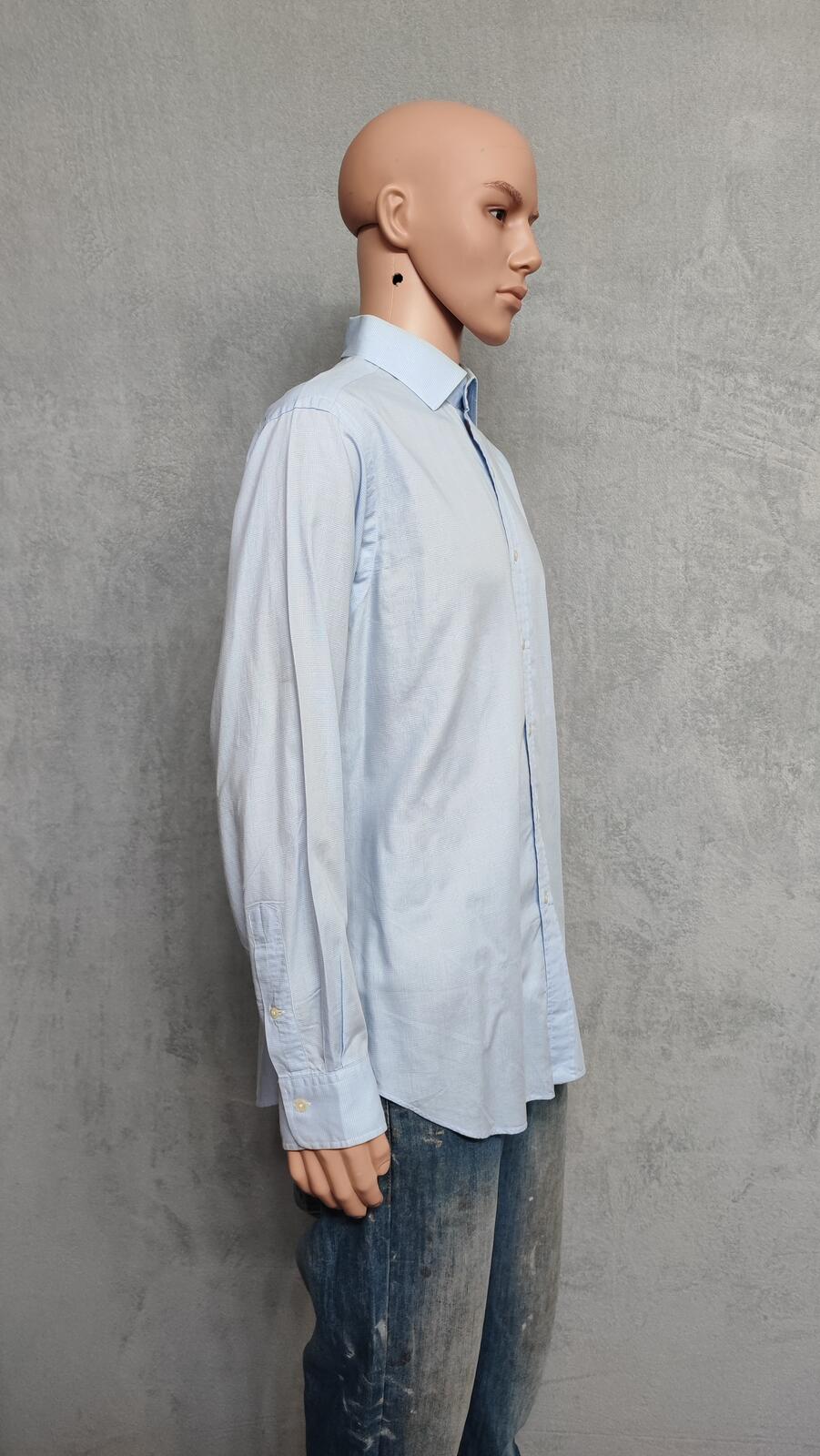 Vintage Polo Ralph Lauren Micro-Check Long Sleeve Shirt Light Blue Men Size XXL