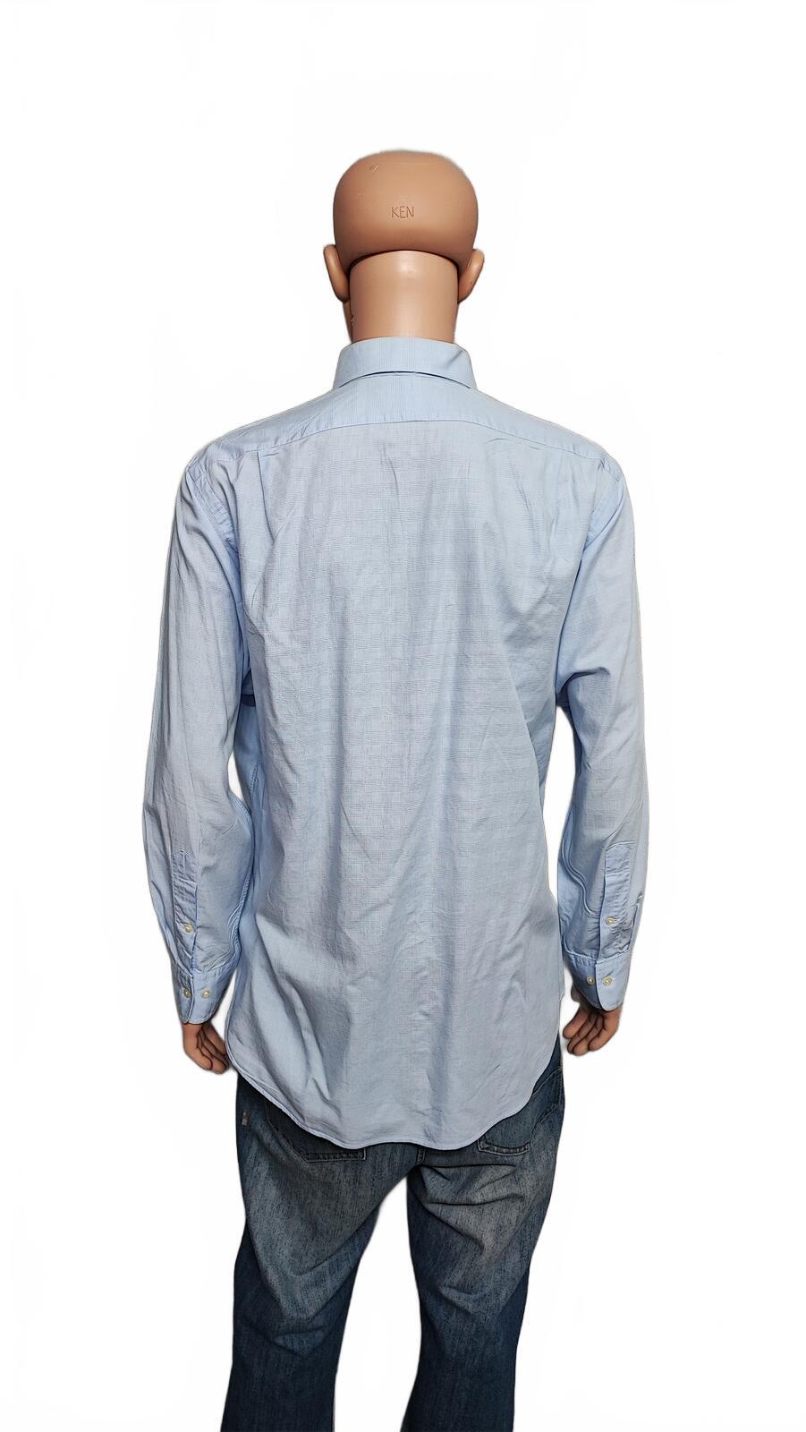 Vintage Polo Ralph Lauren Micro-Check Long Sleeve Shirt Light Blue Men Size XXL