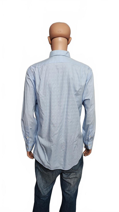 Vintage Polo Ralph Lauren Micro-Check Long Sleeve Shirt Light Blue Men Size XXL