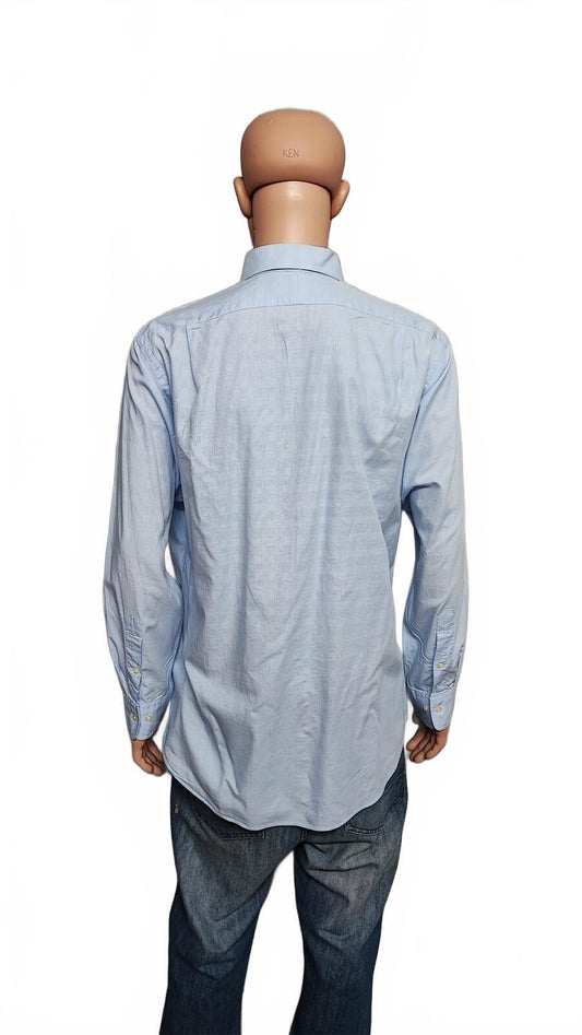 Vintage Polo Ralph Lauren Micro-Check Long Sleeve Shirt Light Blue Men Size XXL