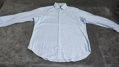 Vintage Polo Ralph Lauren Micro-Check Long Sleeve Shirt Light Blue Men Size XXL