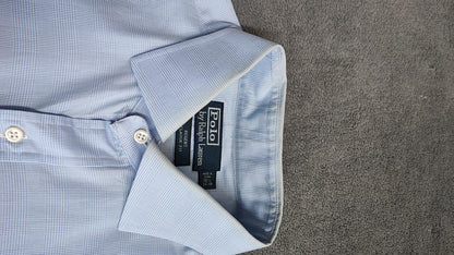 Vintage Polo Ralph Lauren Micro-Check Long Sleeve Shirt Light Blue Men Size XXL