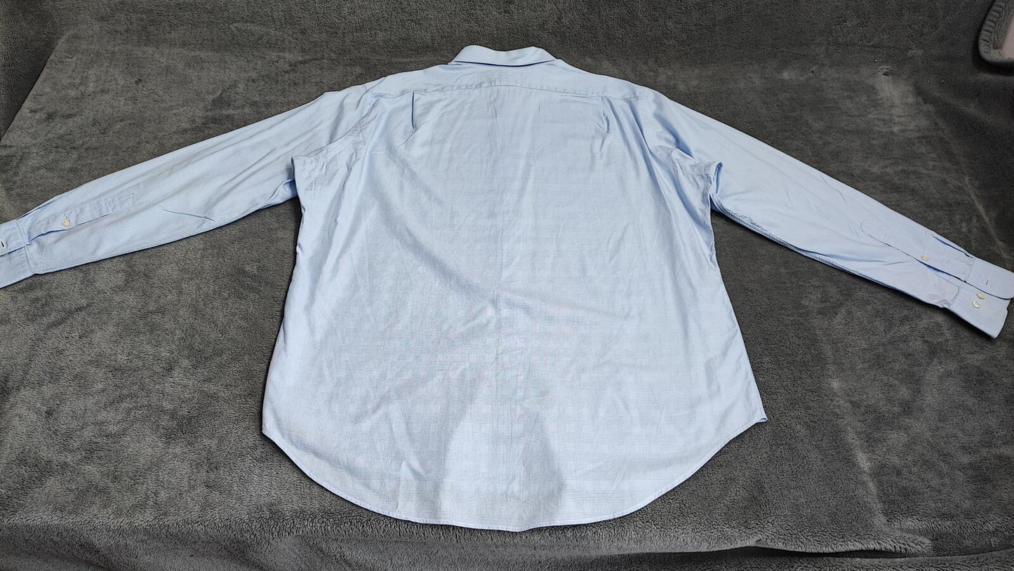 Vintage Polo Ralph Lauren Micro-Check Long Sleeve Shirt Light Blue Men Size XXL