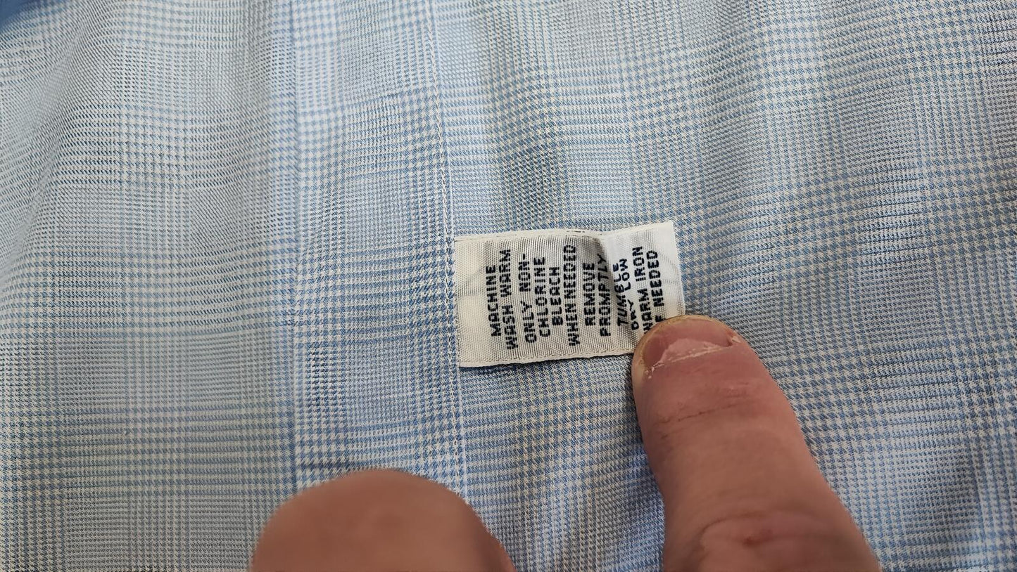 Vintage Polo Ralph Lauren Micro-Check Long Sleeve Shirt Light Blue Men Size XXL