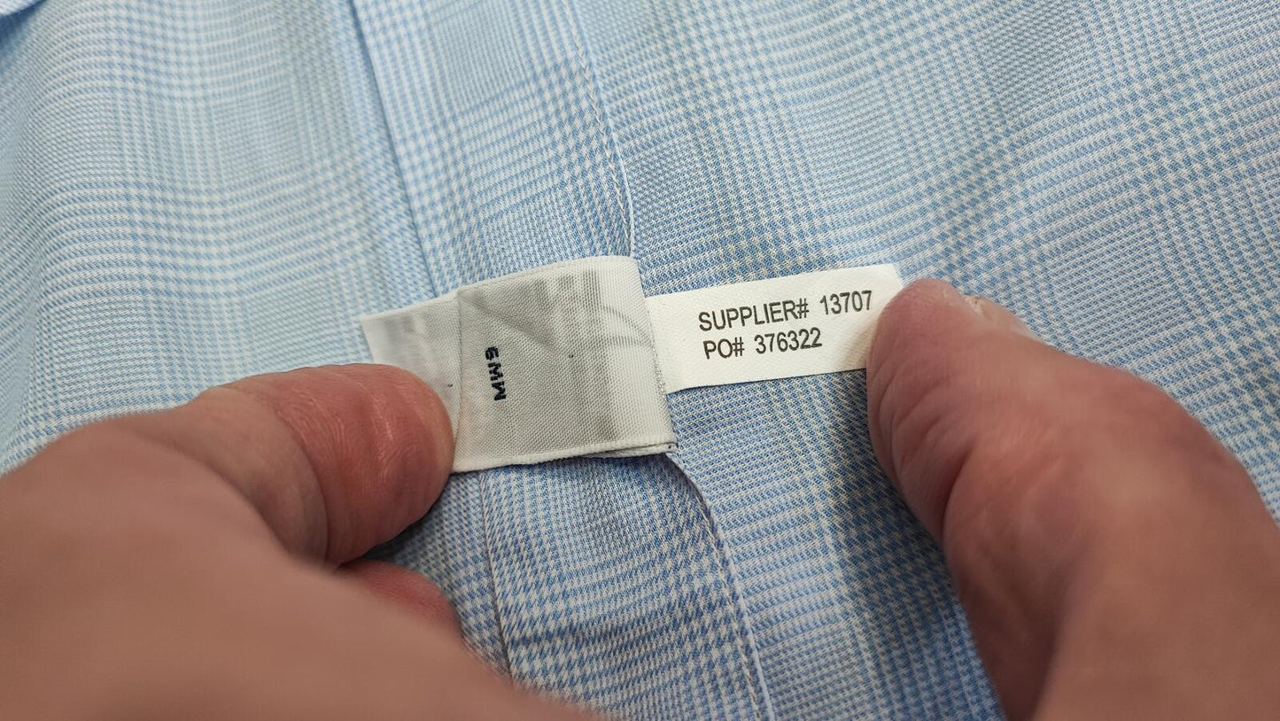Vintage Polo Ralph Lauren Micro-Check Long Sleeve Shirt Light Blue Men Size XXL