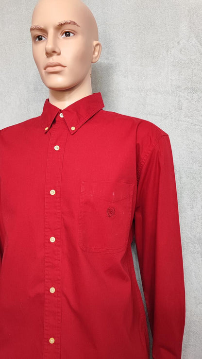 Vintage Chaps Plain Long Sleeve Button Down Smart Casual Shirt Red Men's Size XL