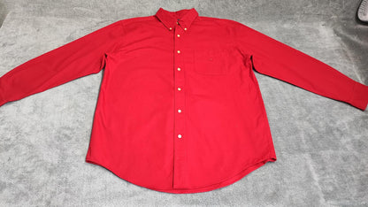 Vintage Chaps Plain Long Sleeve Button Down Smart Casual Shirt Red Men's Size XL