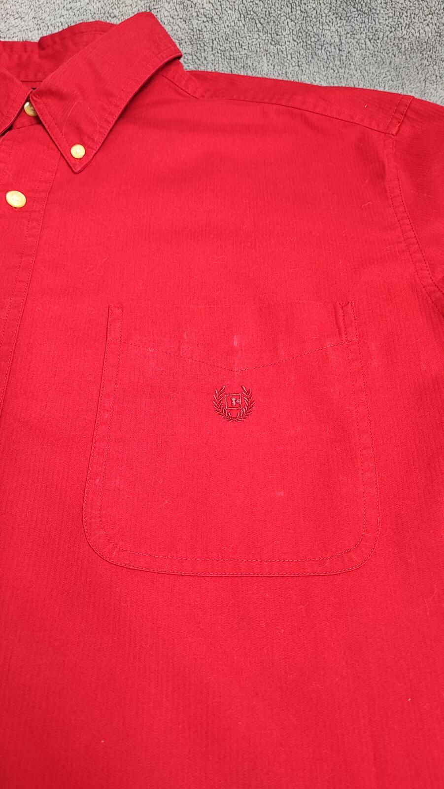 Vintage Chaps Plain Long Sleeve Button Down Smart Casual Shirt Red Men's Size XL