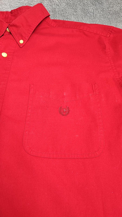 Vintage Chaps Plain Long Sleeve Button Down Smart Casual Shirt Red Men's Size XL