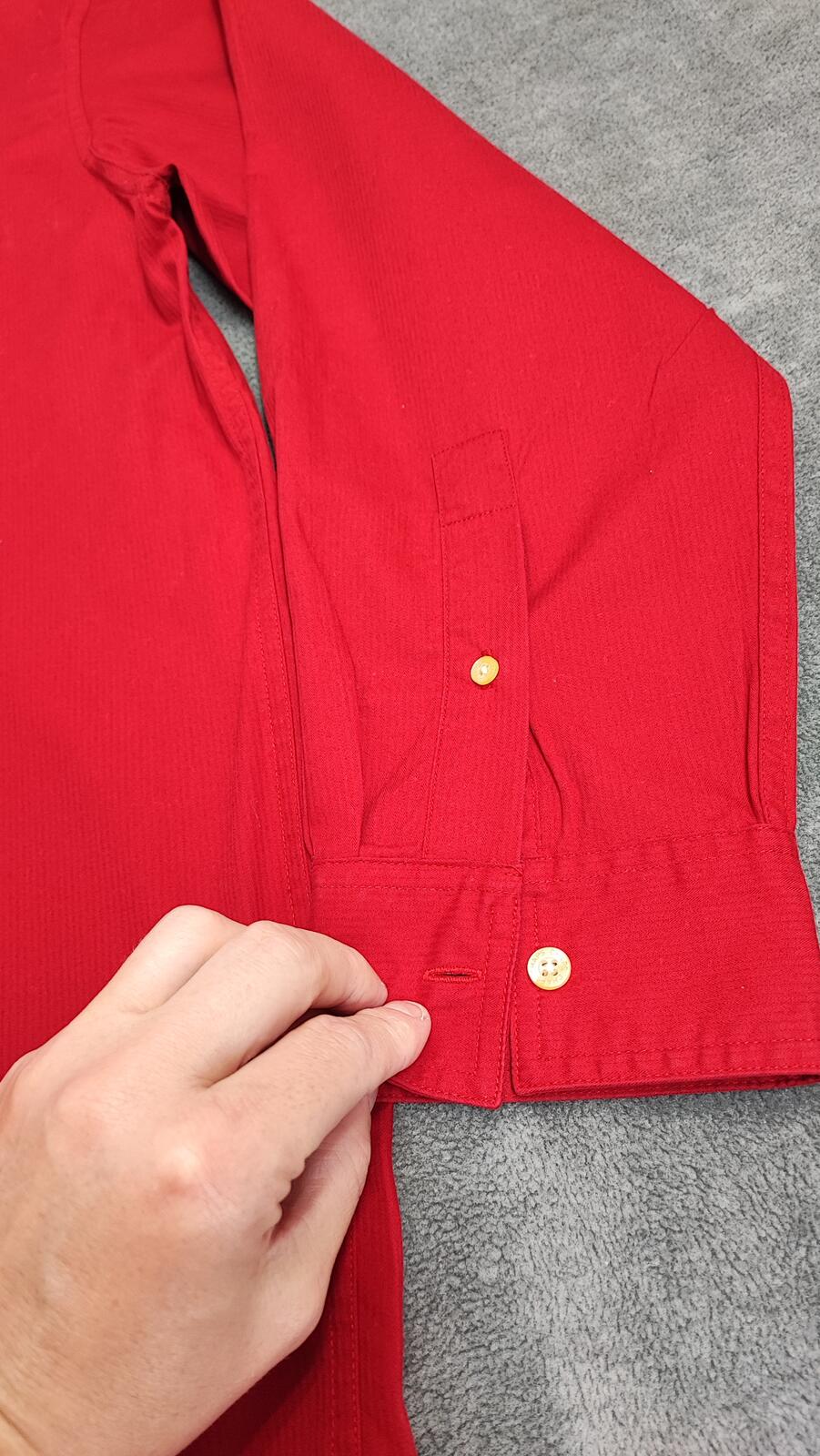Vintage Chaps Plain Long Sleeve Button Down Smart Casual Shirt Red Men's Size XL
