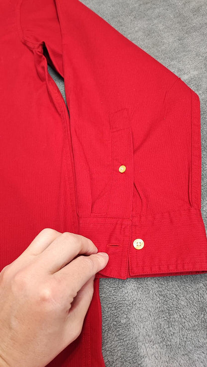 Vintage Chaps Plain Long Sleeve Button Down Smart Casual Shirt Red Men's Size XL