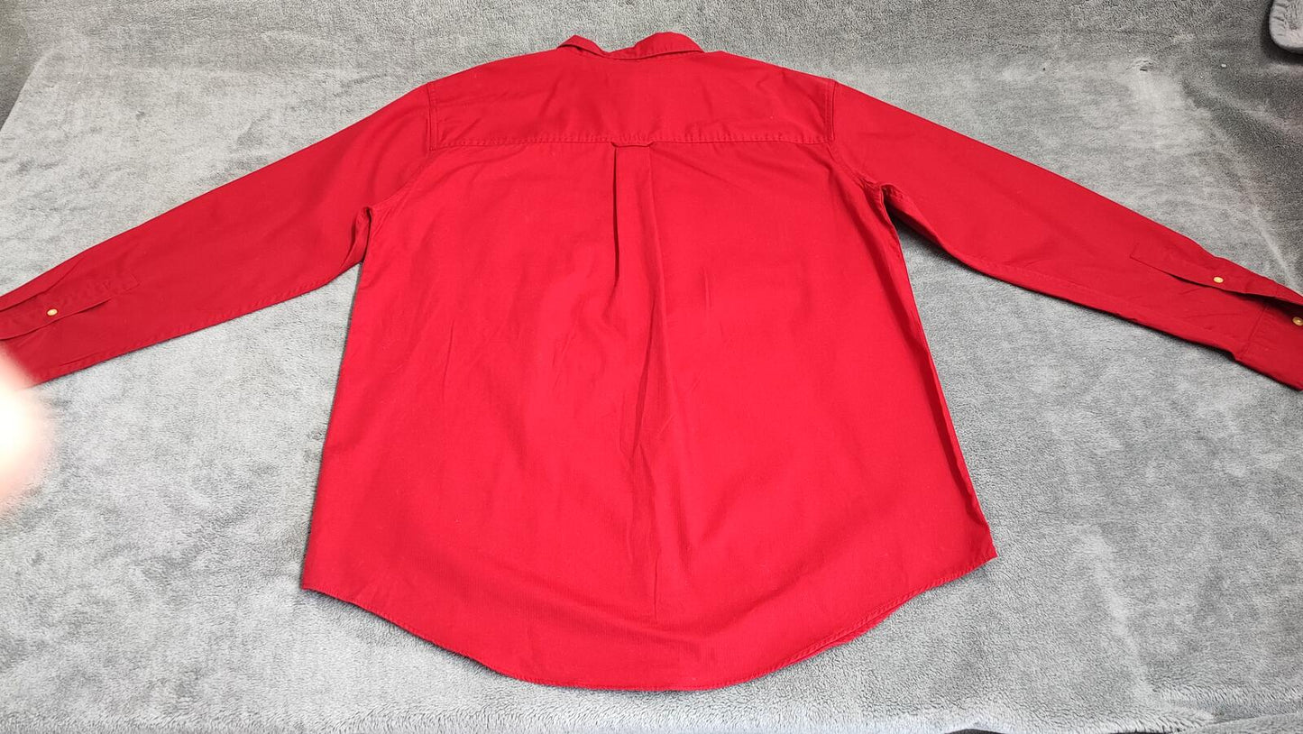 Vintage Chaps Plain Long Sleeve Button Down Smart Casual Shirt Red Men's Size XL