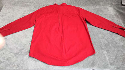 Vintage Chaps Plain Long Sleeve Button Down Smart Casual Shirt Red Men's Size XL