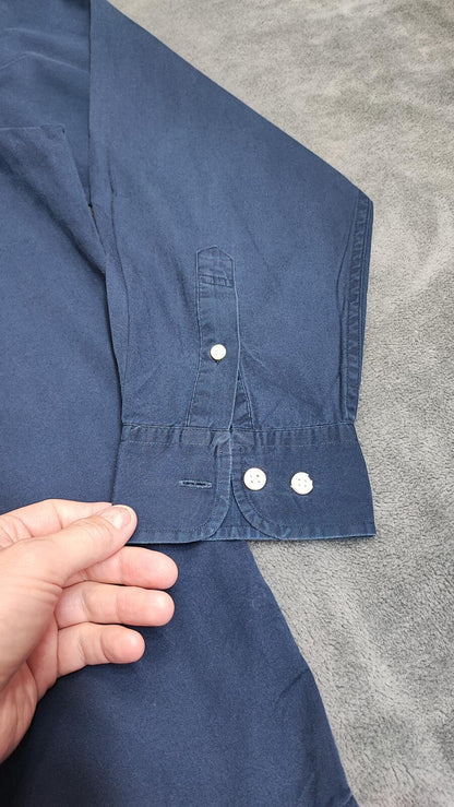 Vintage Tommy Hilfiger Plain Long Sleeve Button Down Shirt Blue Men Size XXL