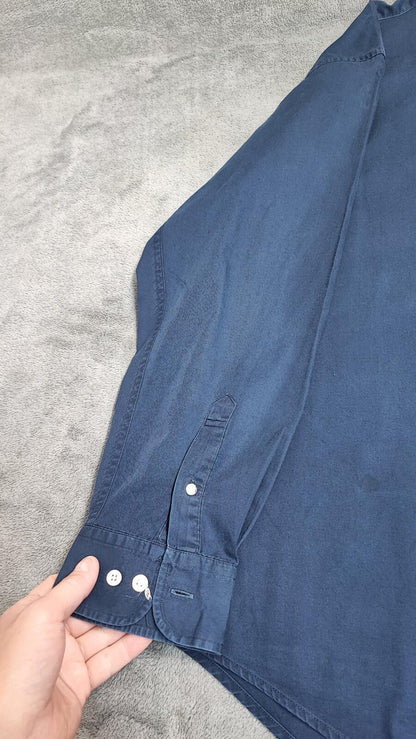 Vintage Tommy Hilfiger Plain Long Sleeve Button Down Shirt Blue Men Size XXL