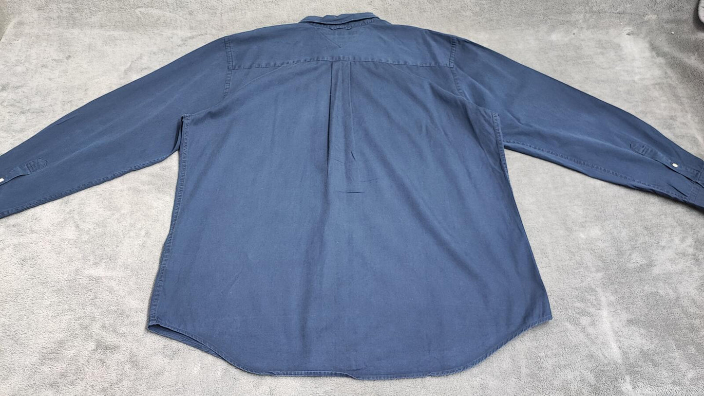 Vintage Tommy Hilfiger Plain Long Sleeve Button Down Shirt Blue Men Size XXL