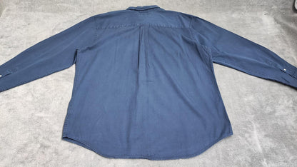 Vintage Tommy Hilfiger Plain Long Sleeve Button Down Shirt Blue Men Size XXL