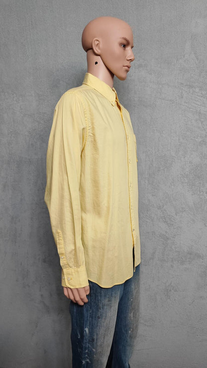 Vintage Nautica Long Sleeve Sailboat Shirt Vibrant Yellow Men's Size XL