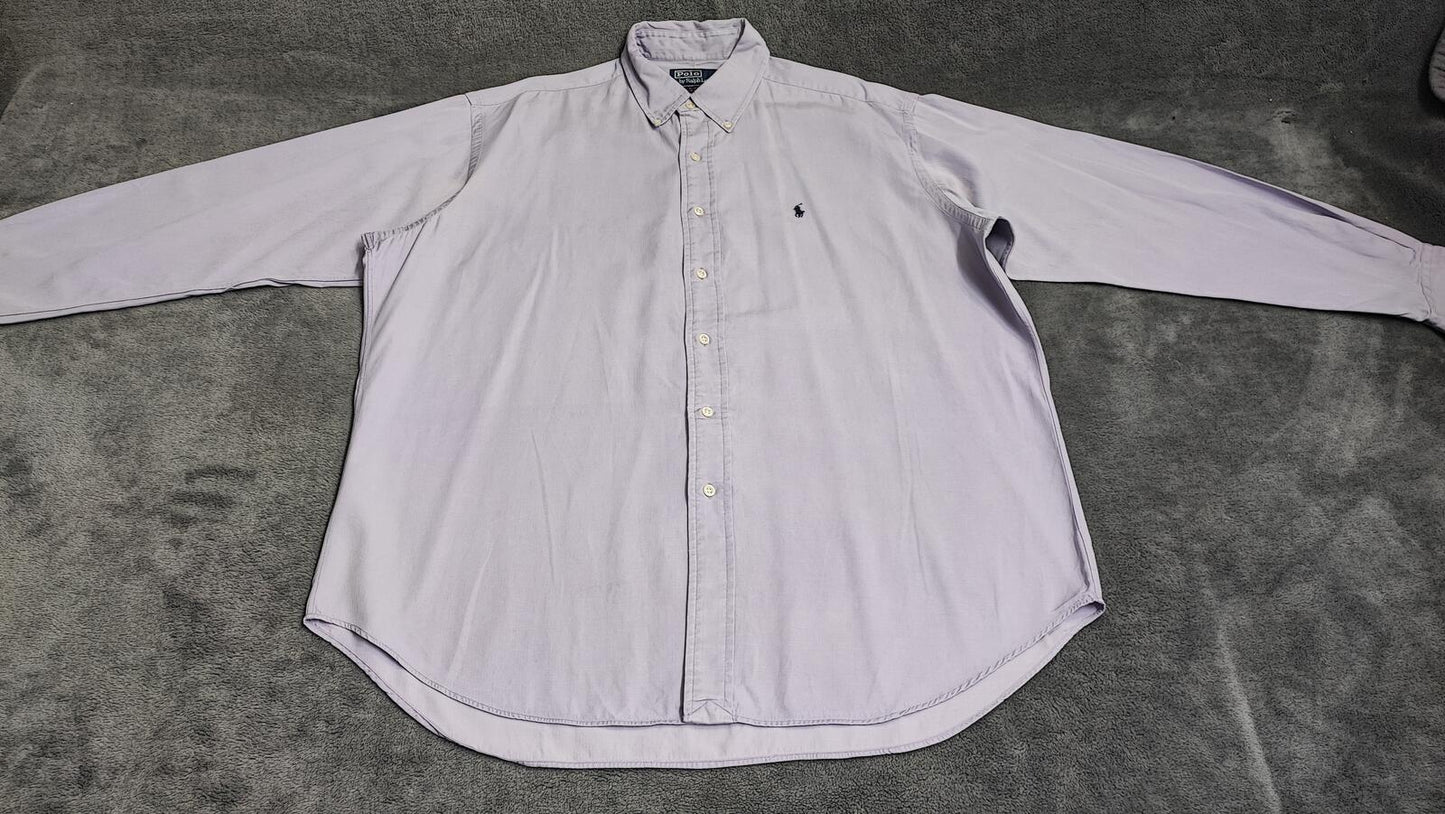 Vintage Polo Ralph Lauren Blake Silk Blend Long Sleeve Shirt Lilac Men Size XXL