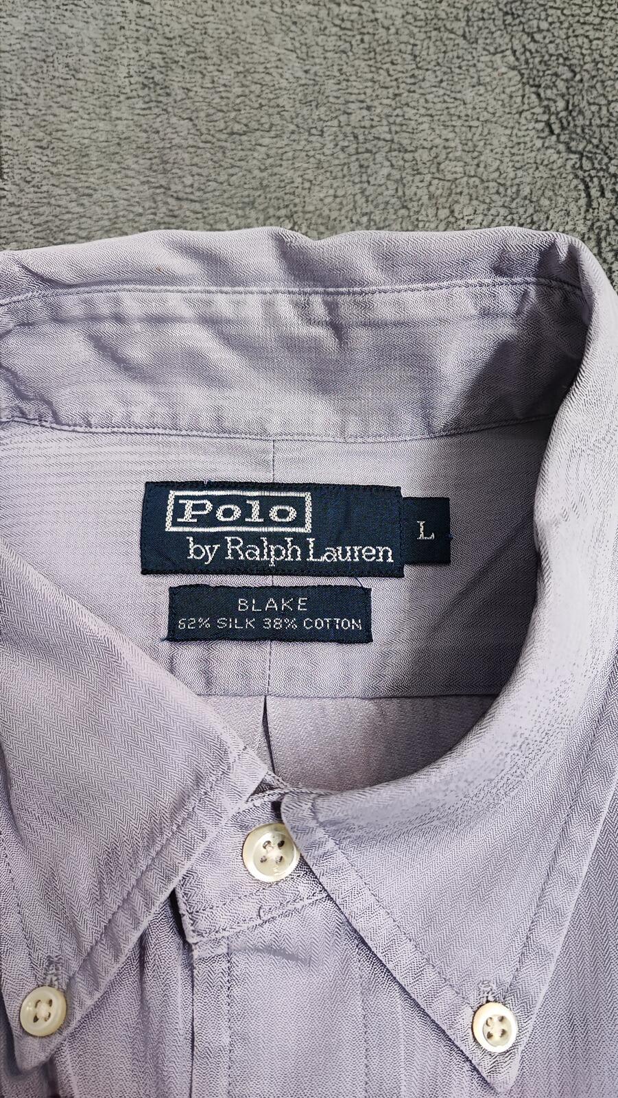 Vintage Polo Ralph Lauren Blake Silk Blend Long Sleeve Shirt Lilac Men Size XXL
