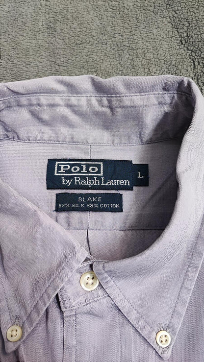 Vintage Polo Ralph Lauren Blake Silk Blend Long Sleeve Shirt Lilac Men Size XXL