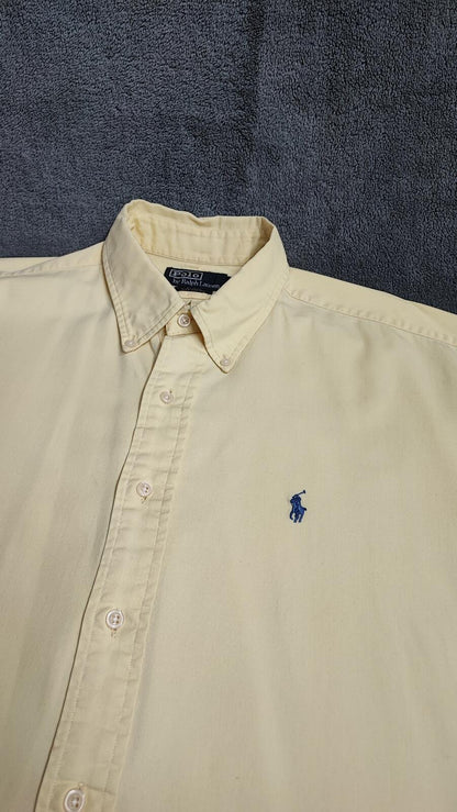 Vintage Ralph Lauren Blake Shirt XXL Yellow Cotton Long Sleeve Distressed Polo