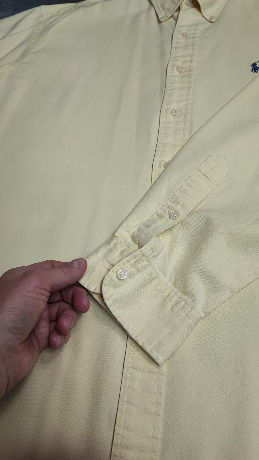 Vintage Ralph Lauren Blake Shirt XXL Yellow Cotton Long Sleeve Distressed Polo
