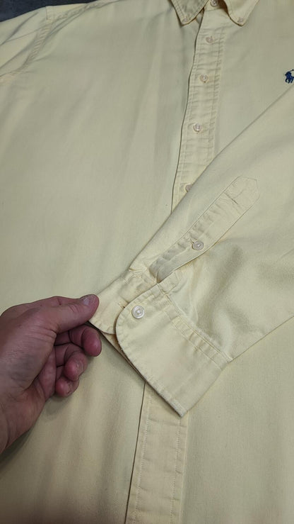 Vintage Ralph Lauren Blake Shirt XXL Yellow Cotton Long Sleeve Distressed Polo