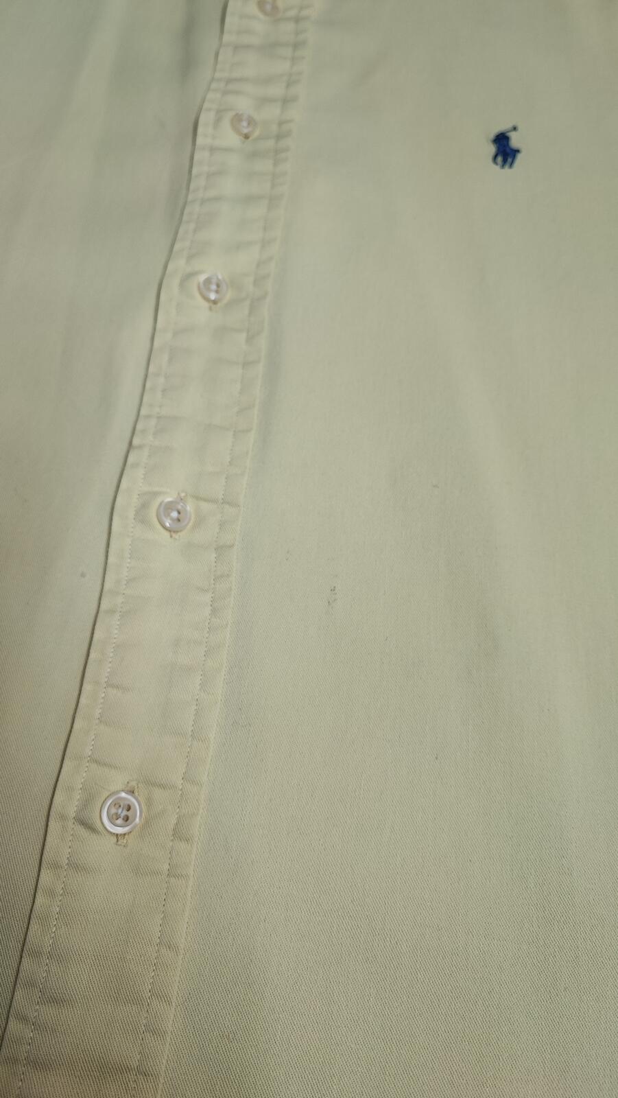 Vintage Ralph Lauren Blake Shirt XXL Yellow Cotton Long Sleeve Distressed Polo