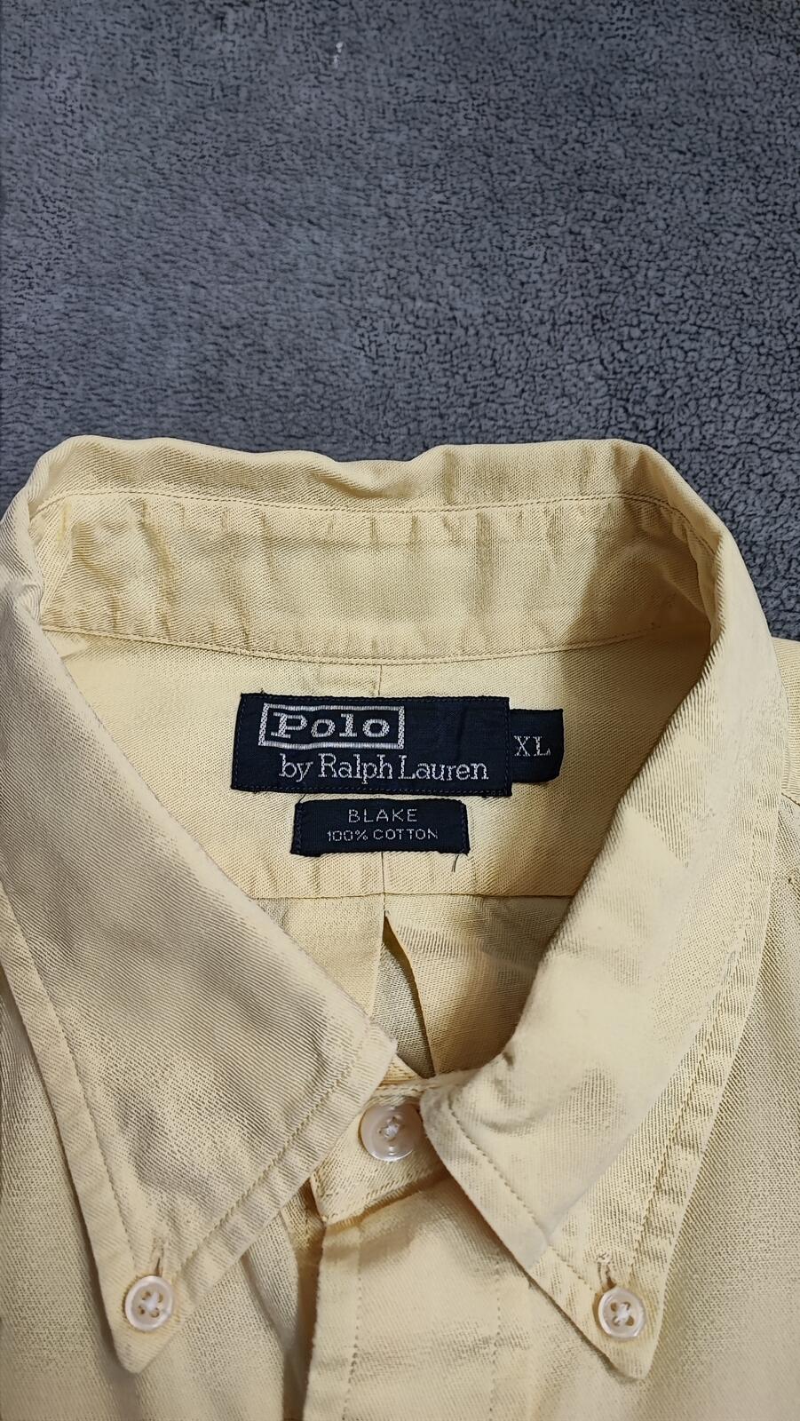 Vintage Ralph Lauren Blake Shirt XXL Yellow Cotton Long Sleeve Distressed Polo