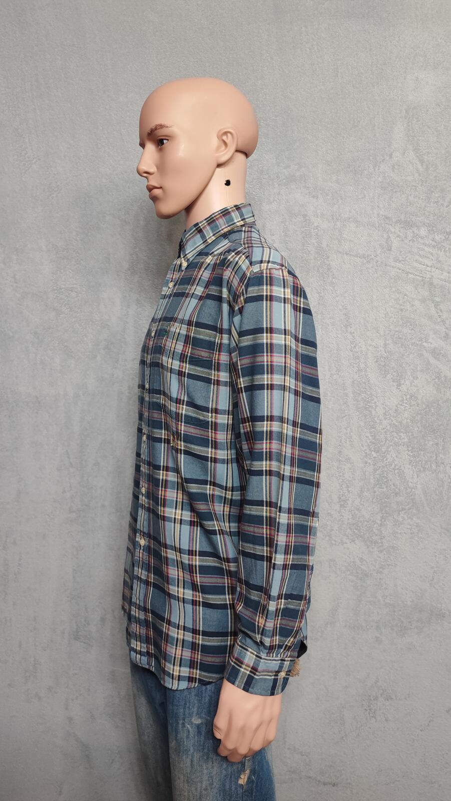 Vintage Tommy Hilfiger Crest Checked Long Sleeve Shirt Blue Navy Men's Size XL