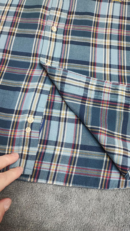 Vintage Tommy Hilfiger Crest Checked Long Sleeve Shirt Blue Navy Men's Size XL