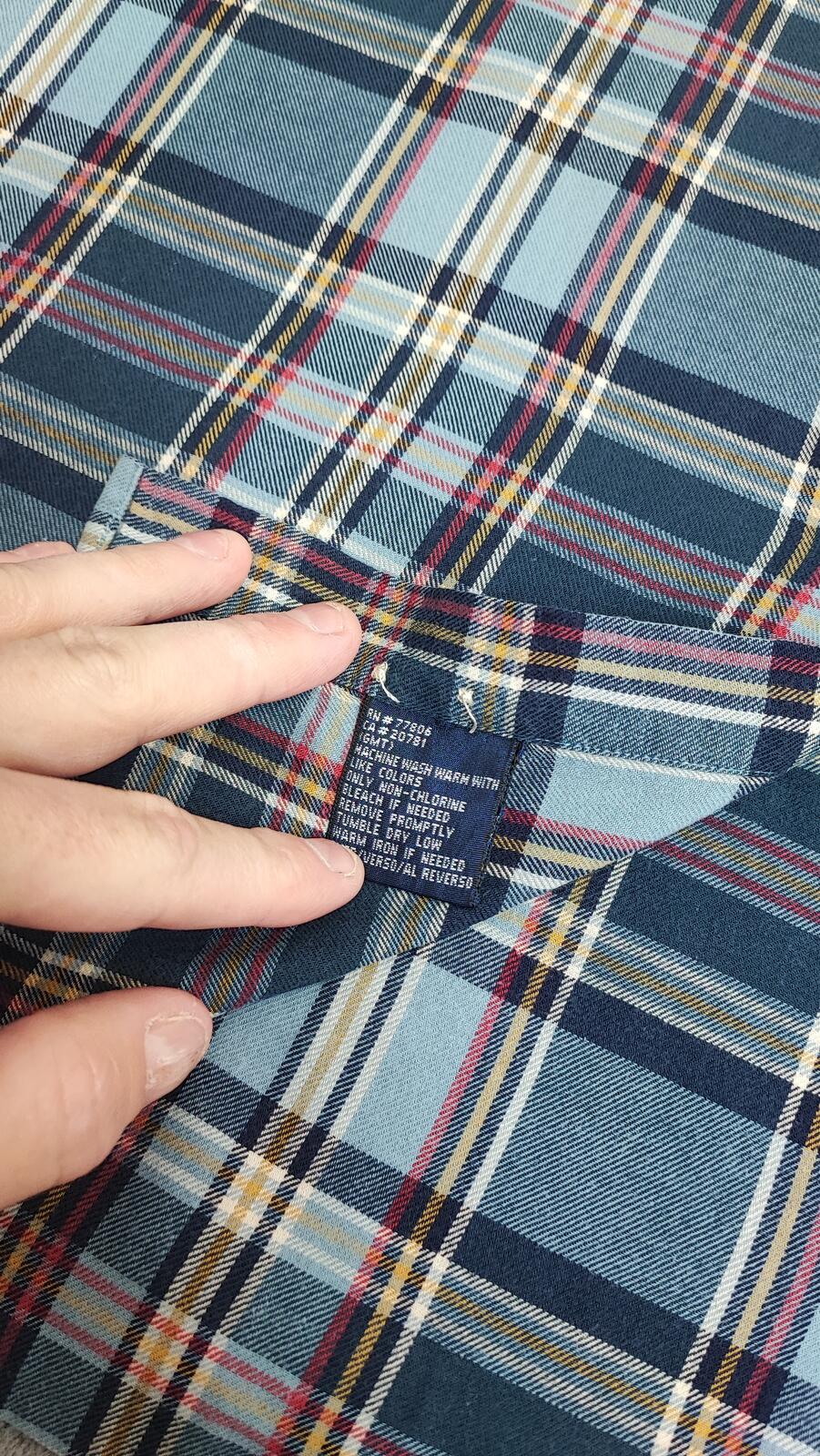 Vintage Tommy Hilfiger Crest Checked Long Sleeve Shirt Blue Navy Men's Size XL