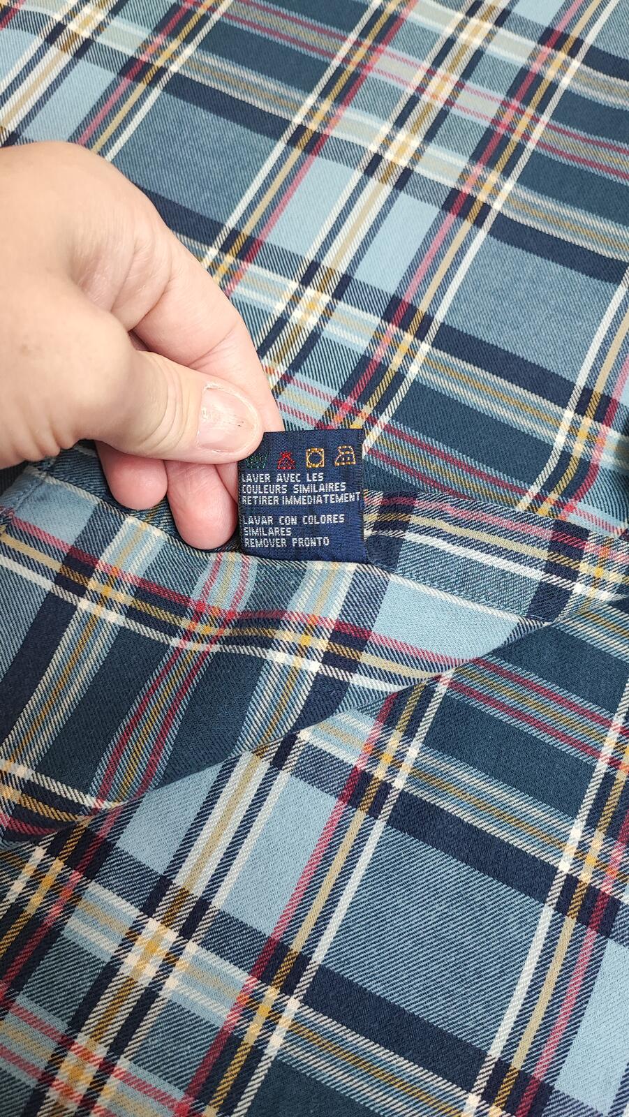 Vintage Tommy Hilfiger Crest Checked Long Sleeve Shirt Blue Navy Men's Size XL