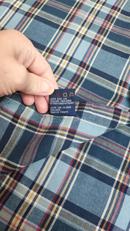 Vintage Tommy Hilfiger Crest Checked Long Sleeve Shirt Blue Navy Men's Size XL