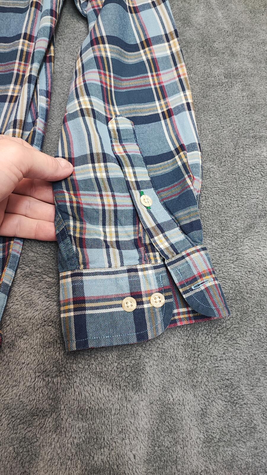 Vintage Tommy Hilfiger Crest Checked Long Sleeve Shirt Blue Navy Men's Size XL