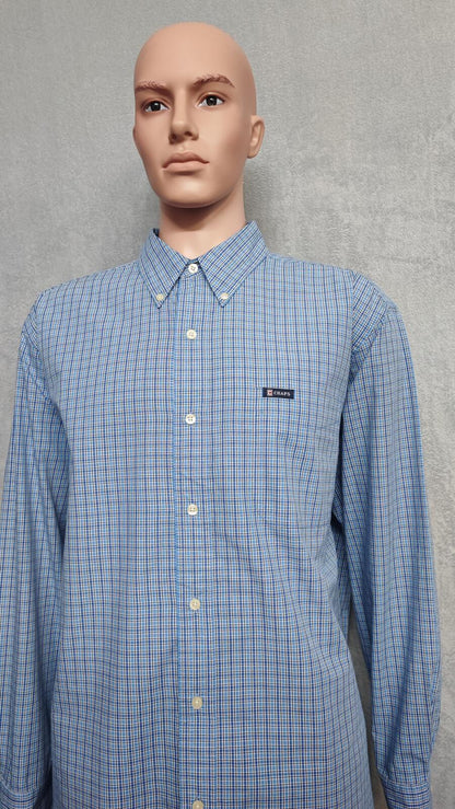 Vintage Chaps Checked Long Sleeve Shirt Blue White Men's Size XXL