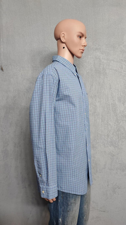 Vintage Chaps Checked Long Sleeve Shirt Blue White Men's Size XXL