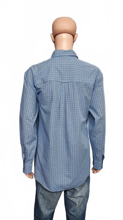 Vintage Chaps Checked Long Sleeve Shirt Blue White Men's Size XXL