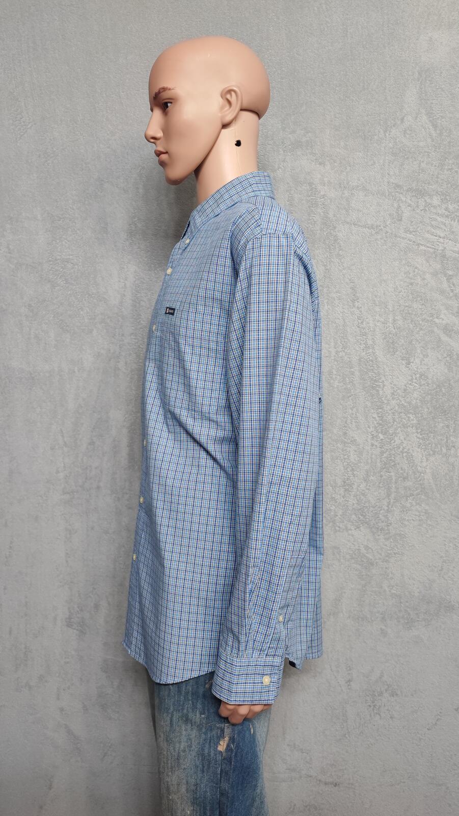 Vintage Chaps Checked Long Sleeve Shirt Blue White Men's Size XXL