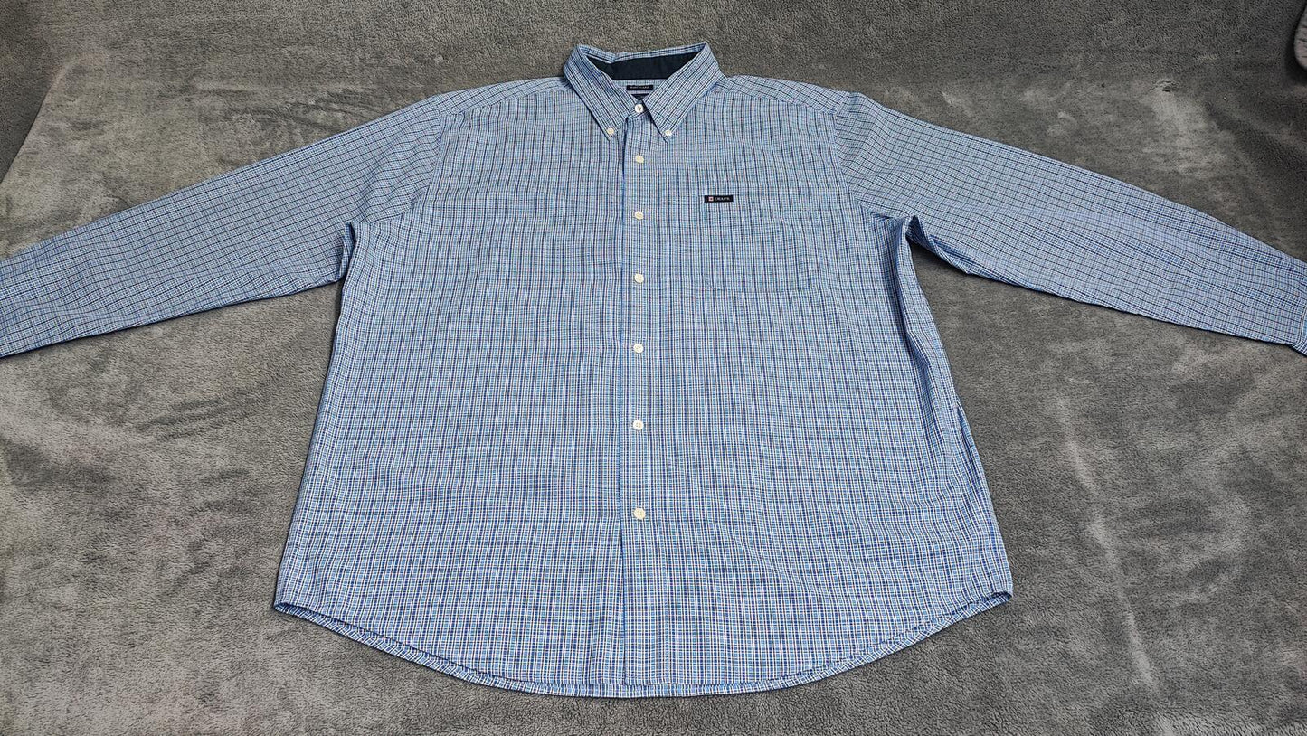 Vintage Chaps Checked Long Sleeve Shirt Blue White Men's Size XXL