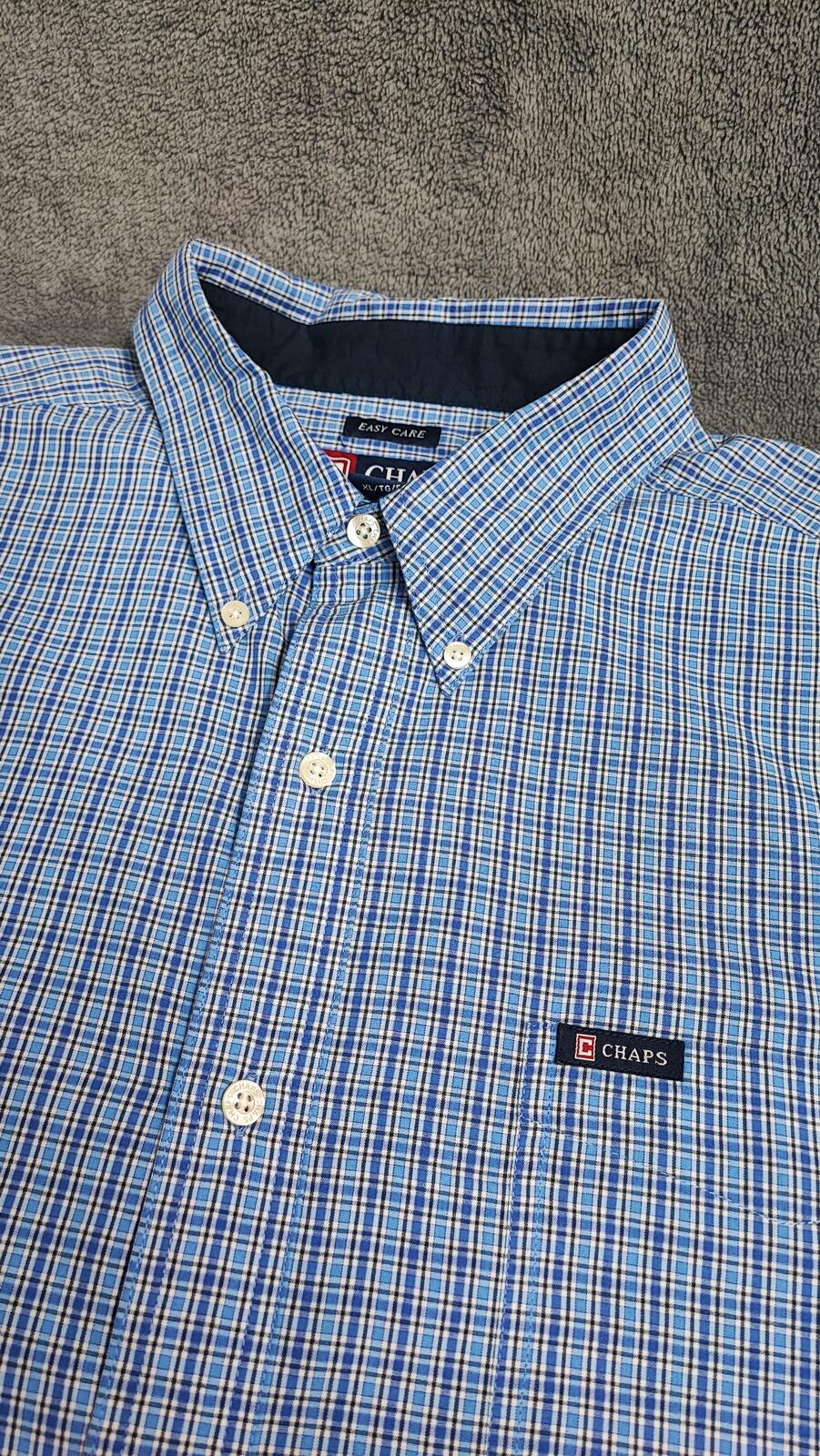 Vintage Chaps Checked Long Sleeve Shirt Blue White Men's Size XXL